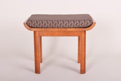 Art Deco Small Table - Tabourette, Walnut, New Upholstery, Completely Restored