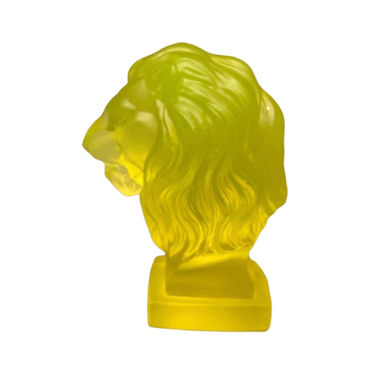 Art Deco Small Uranium Glass Head Lion Bust 4