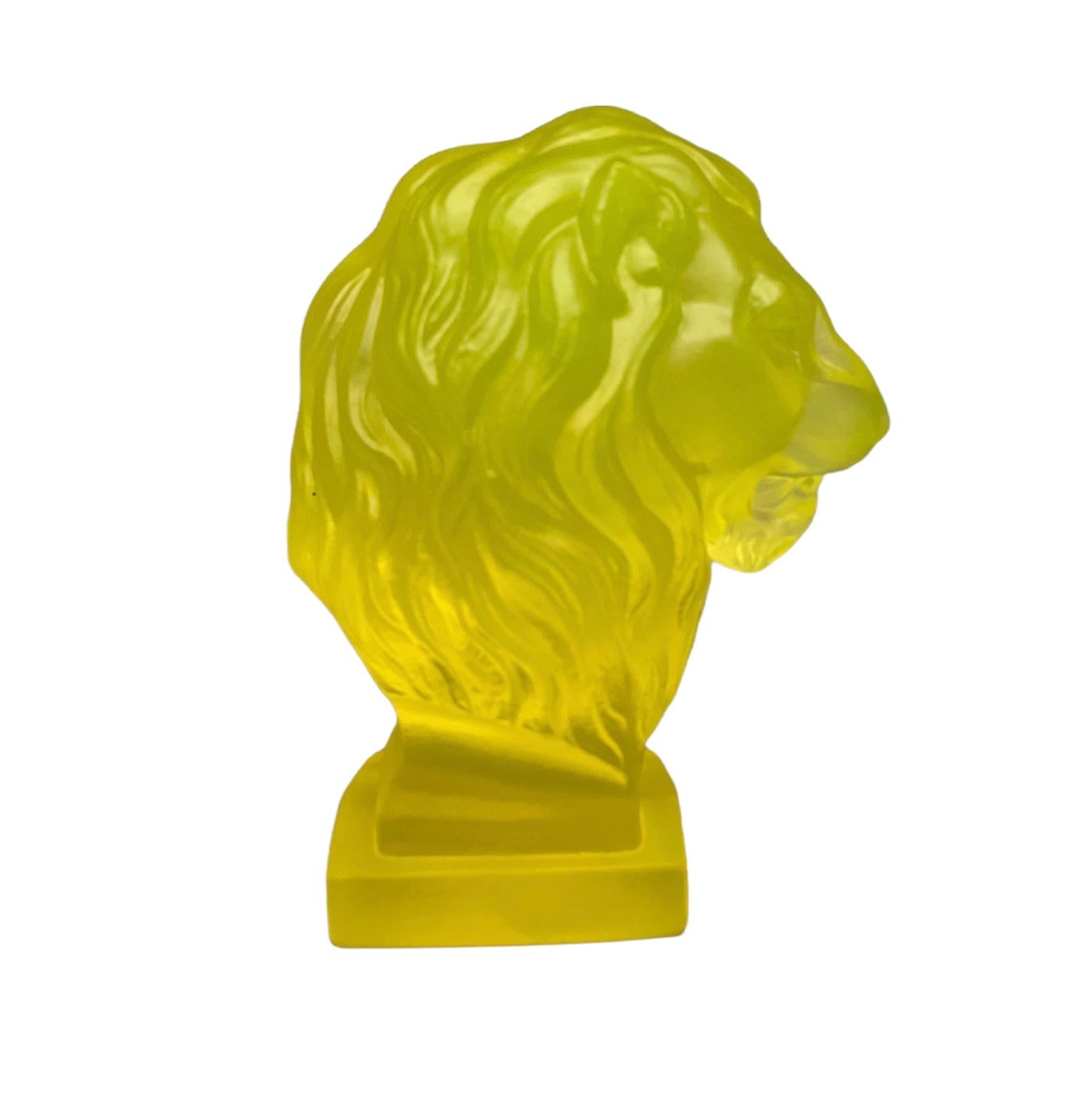 Art Deco Small Uranium Glass Head Lion Bust 2