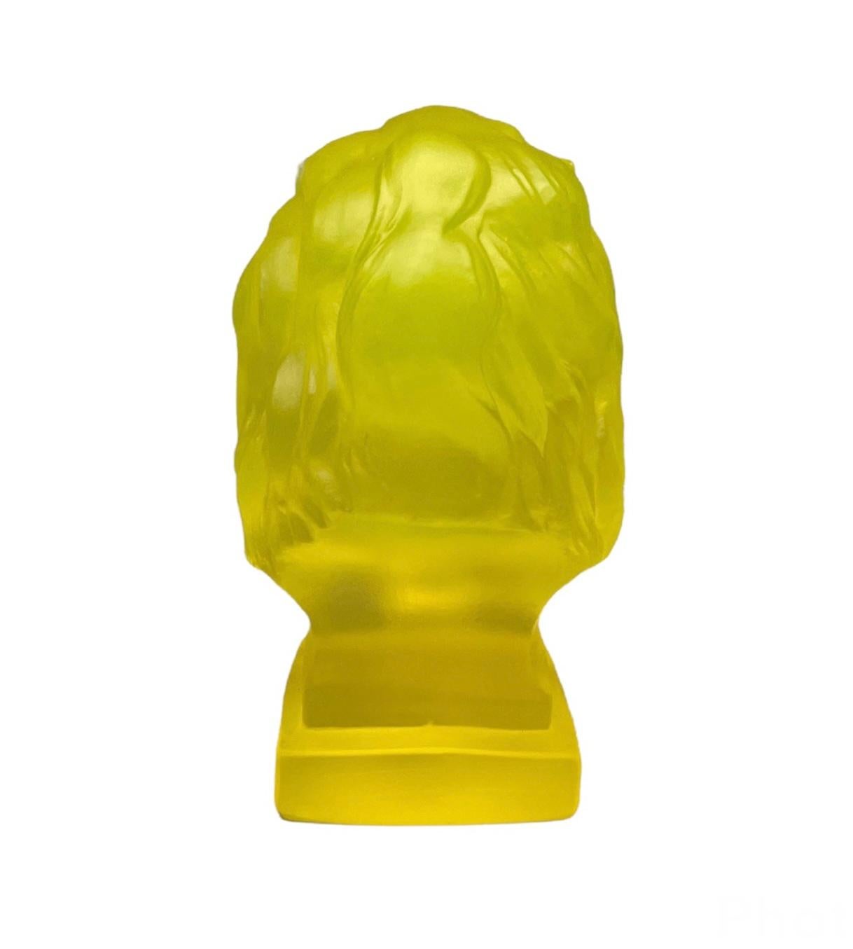 Art Deco Small Uranium Glass Head Lion Bust 3