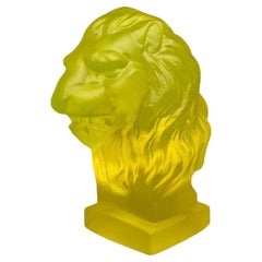 Art Deco Small Uranium Glass Head Lion Bust