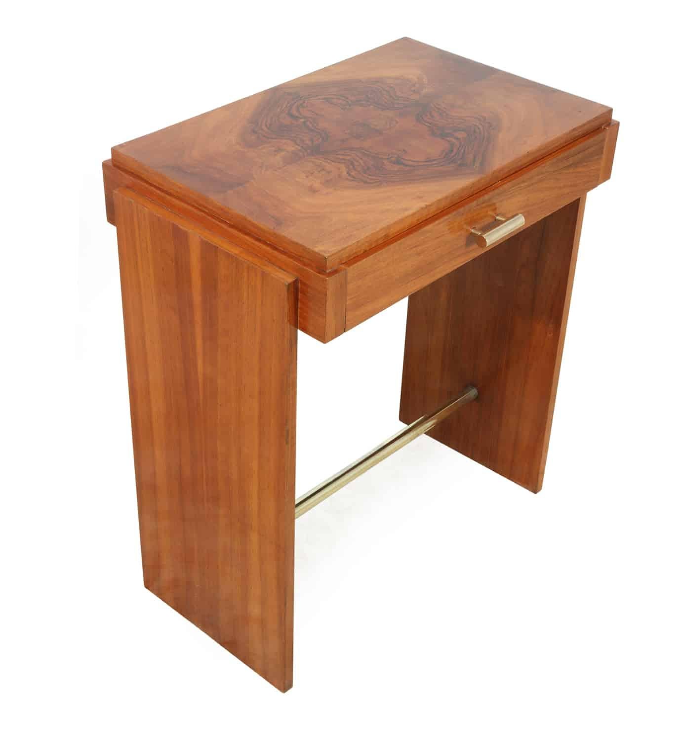 French Art Deco Small Walnut Writing Table, circa 1930 For Sale