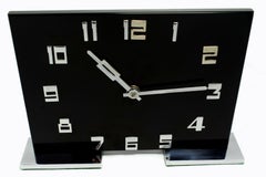 Art Deco Smiths Black Acrylic and Chrome 8 day Mantel Clock