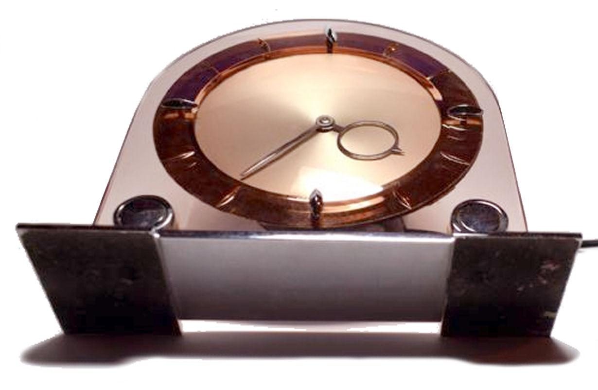 Art Deco Smiths Sectric Rose Glass Mirror Electric Mantle Clock, English, C1930 For Sale 3