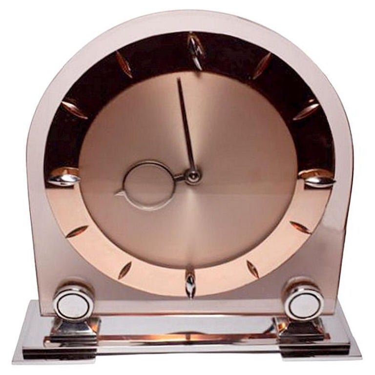 Art Deco Smiths Sectric Rose Glass Mirror Electric Mantle Clock, English, C1930 For Sale at 1stDibs