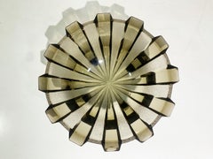 Art Deco Smoked Glass Bowl, France, Ribbed Design, Circa 1930, 25.5 cm
