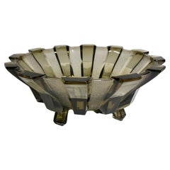 Cuenco de vidrio ahumado Art Déco, Francia, hacia 1930