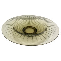 Plato de vidrio ahumado Art Decó Firmado Verlys Glass Francia