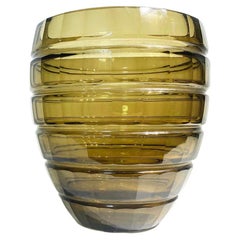 Art Deco Smoked Glass Vase Signed Daum Nancy France circa 1930
