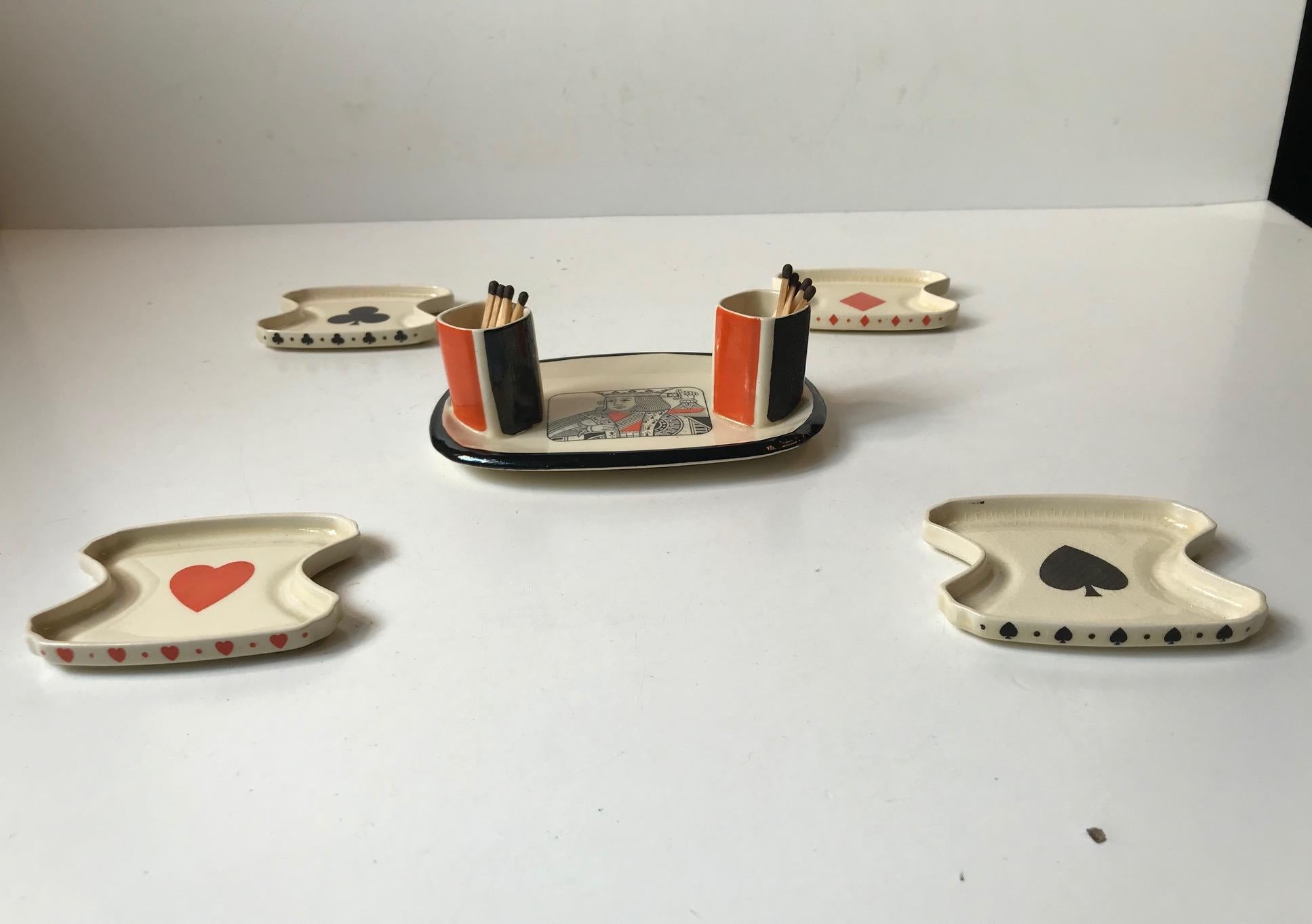 Art Deco Smokers, Bridge Set from Royal Doulton, England, 1930s In Good Condition In Esbjerg, DK