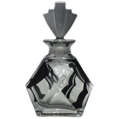 Art Deco Smokey Grey and Black Enamel Perfume Bottle