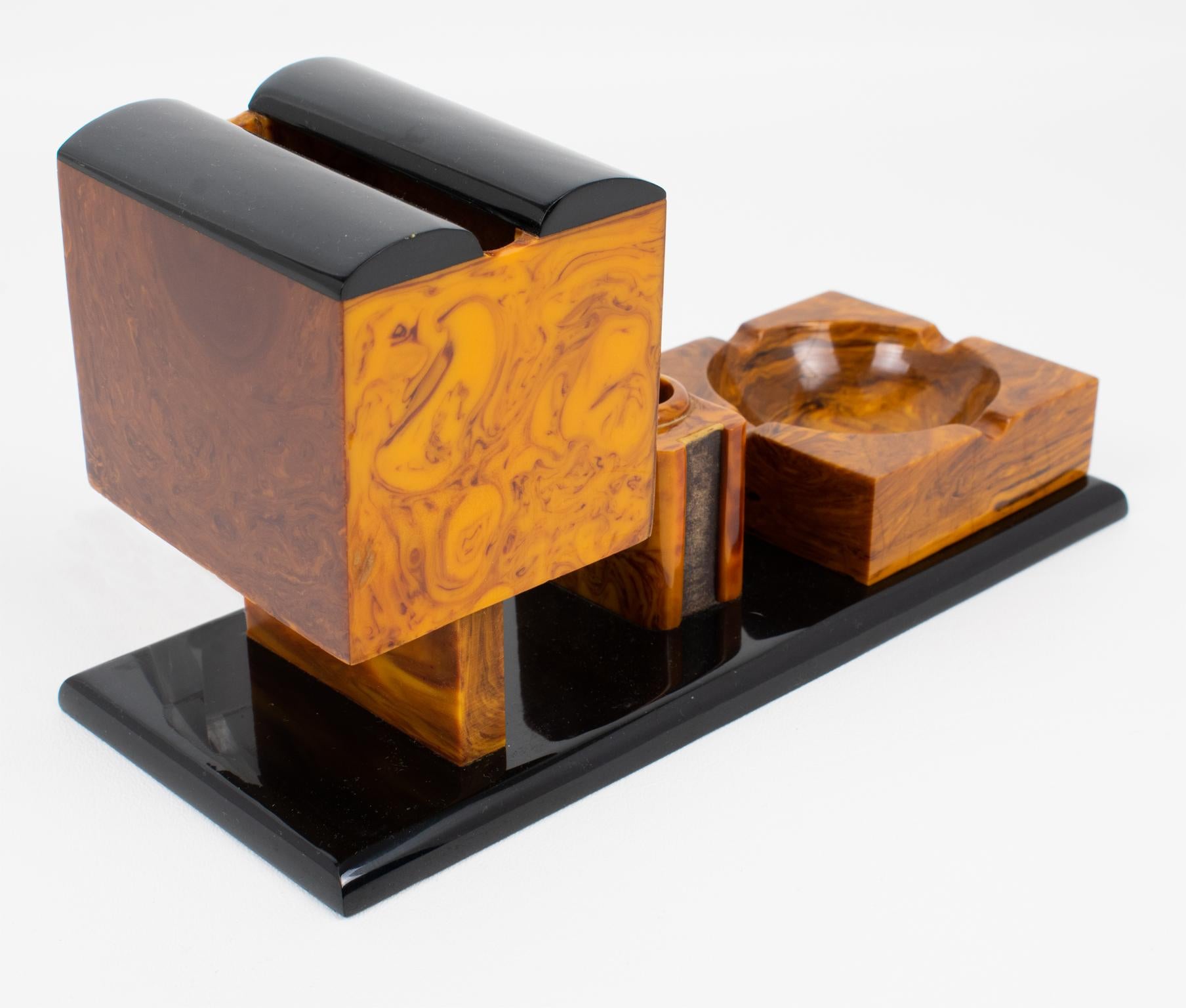 Art Deco Smoking Accessory, Black and Chocolate Sundae Bakelite, circa 1930 For Sale 1