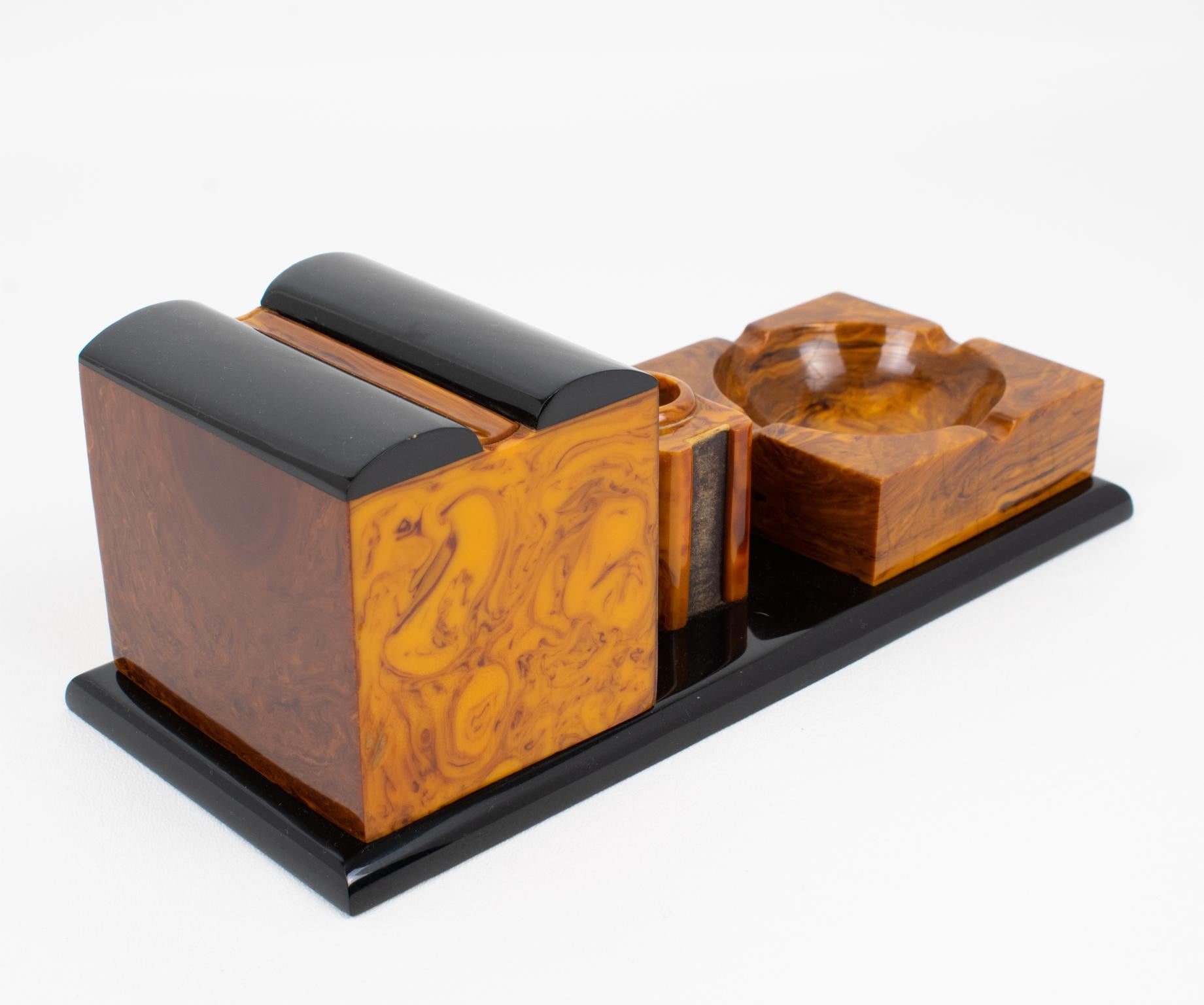 Art Deco Smoking Accessory, Black and Chocolate Sundae Bakelite, circa 1930 For Sale 2