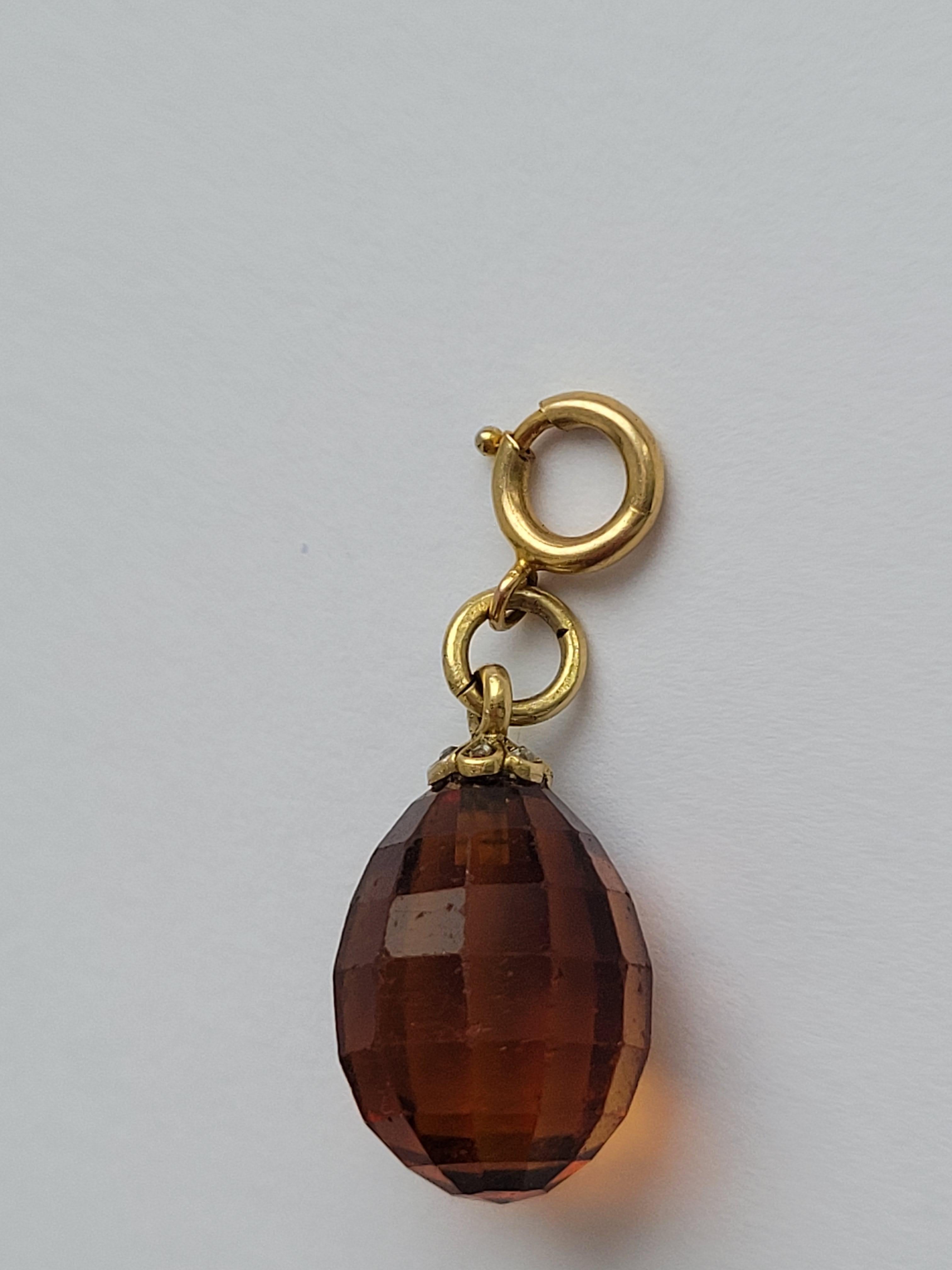 Art Deco Smoky Quartz Diamond Gold Pendant Charm In Good Condition For Sale In Boston, Lincolnshire