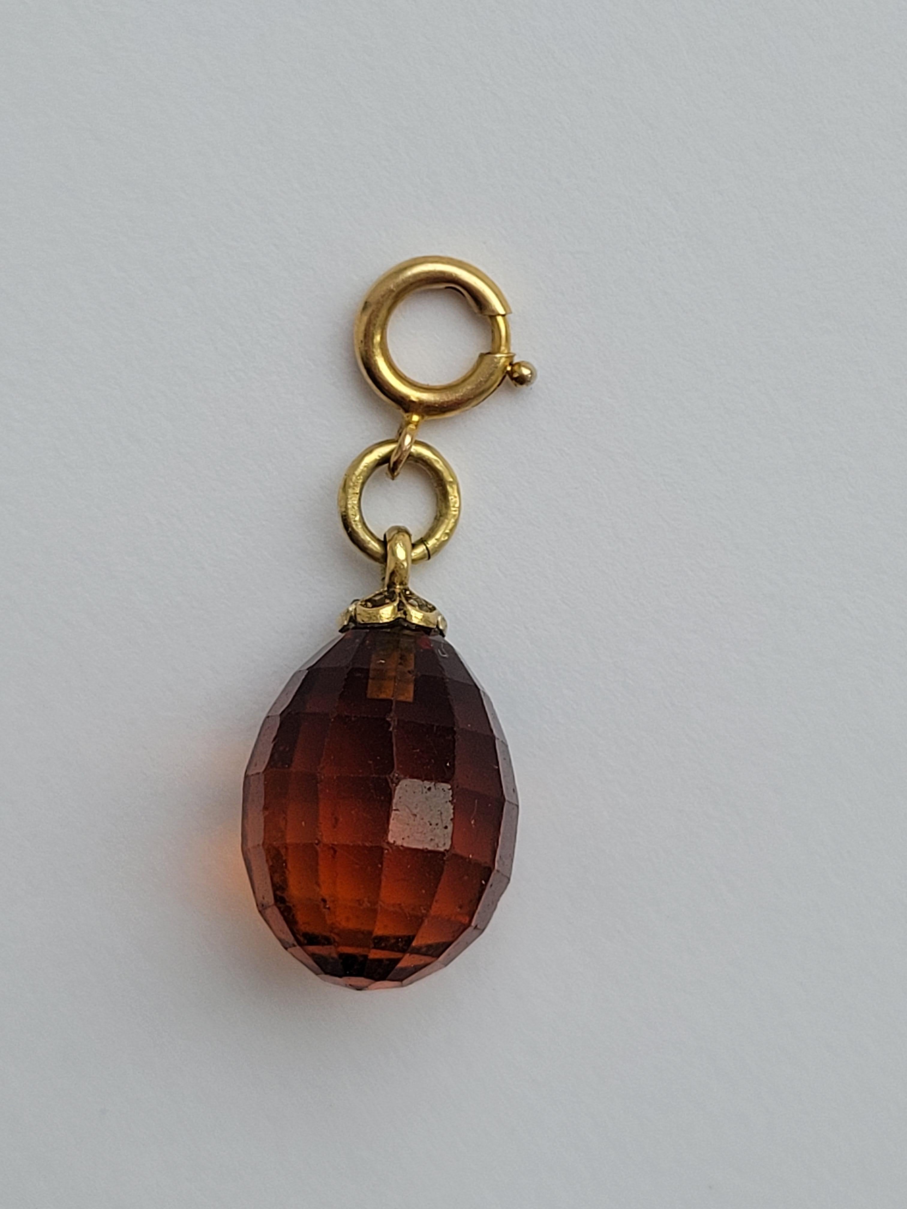 Art Deco Smoky Quartz Diamond Gold Pendant Charm For Sale 2