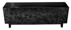 Art Deco Smooth Antq. White Bronze Sideboard – Metal Clad Floral Credenza