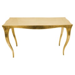 Art Deco Smooth Brass Console Table – Cabriole Leg Entry Table, Handmade