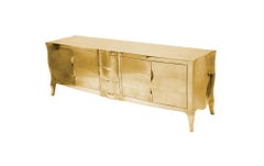 Credenza Louise in ottone liscio Art Déco - Gamba a cabriola, A. Mathieu