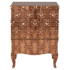 Art Deco Smooth Copper Demi Semainier – Carved Dresser, Paul Mathieu