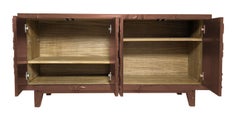 Art Deco Smooth Copper Sideboard – Floral Metal Clad Credenza, Handmade