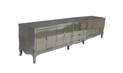 Art Deco Smooth White Bronze Long Credenza, 120" – Cabriole Leg Sideboard
