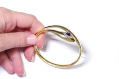 Art Deco Snake Bracelet in 18k Gold and Platinum, Sapphire, Diamonds