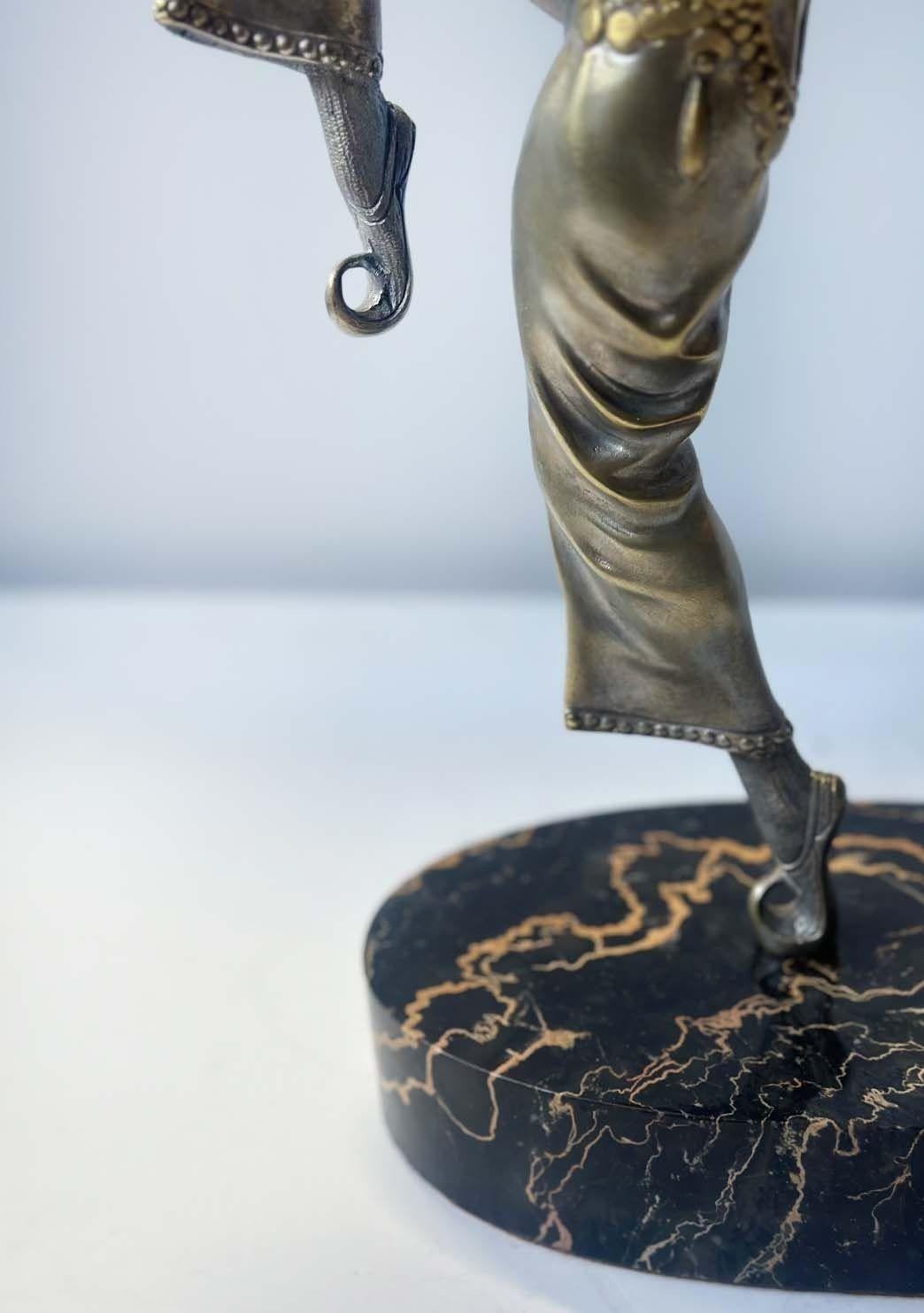 Art Deco Snake Charmer Bronze Sculpture by S. Lipchytz For Sale 1