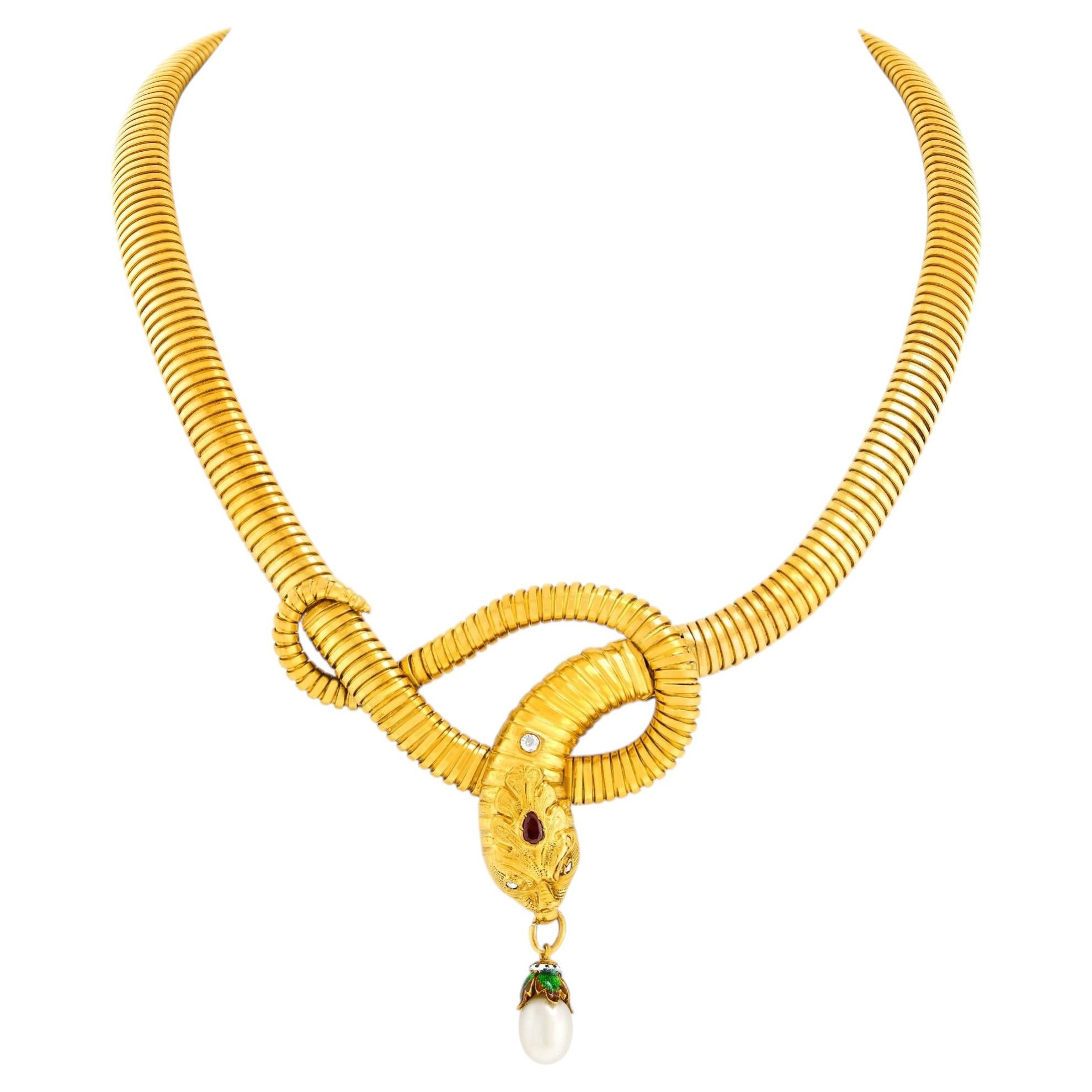 Collier Art déco en forme de serpent
