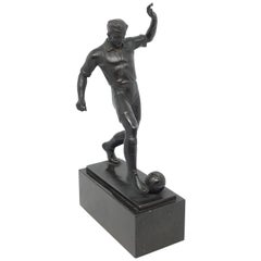 Art Deco Soccer or Football Player Bronze on Marble Sculpture, 1920s