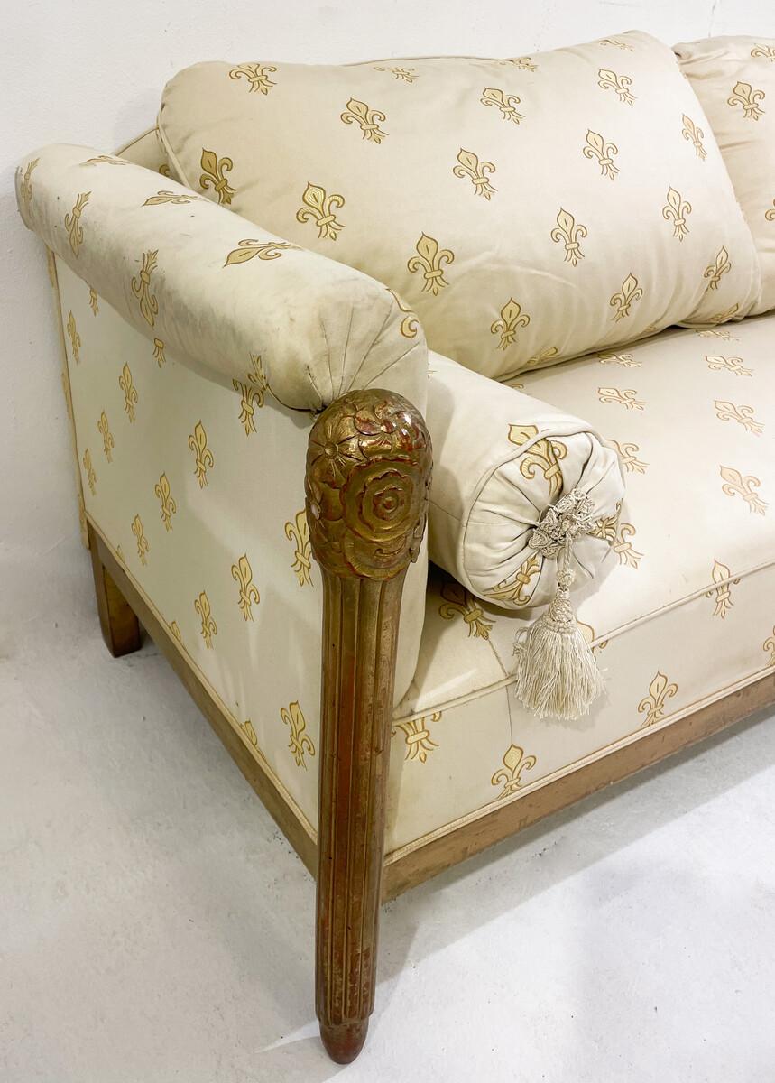 Gilt Art Deco Sofa Attributed to Maurice Dufrêne, 1930s For Sale