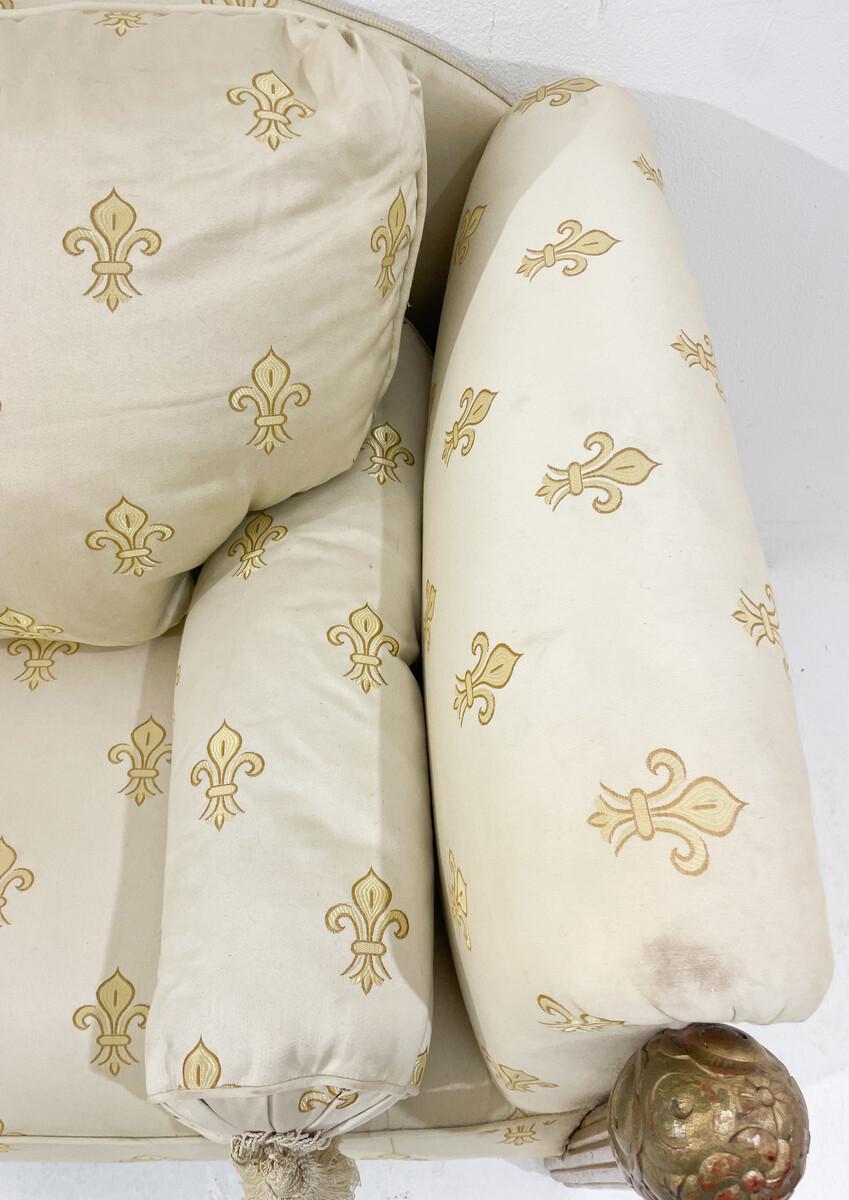 Silk Art Deco Sofa Attributed to Maurice Dufrêne, 1930s For Sale