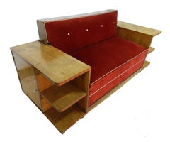 Art Deco Sofa French Canapé Bed with Integrated Cabinets and Shelves