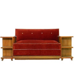 Art Deco Sofa French Canapé Bed with Integrated Cabinets and Shelves