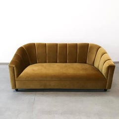 Art Deco Style Sofa, Golden Velvet, by Watt Studio