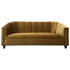 Art Deco Style Sofa, Golden Velvet, by Watt Studio