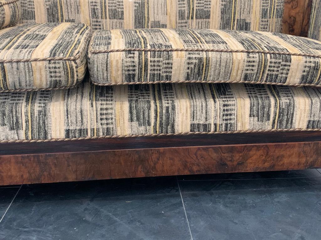 Italian Art Deco Sofa in Flared Glass in Walnut Root in the style of Franco Albini, 1930
