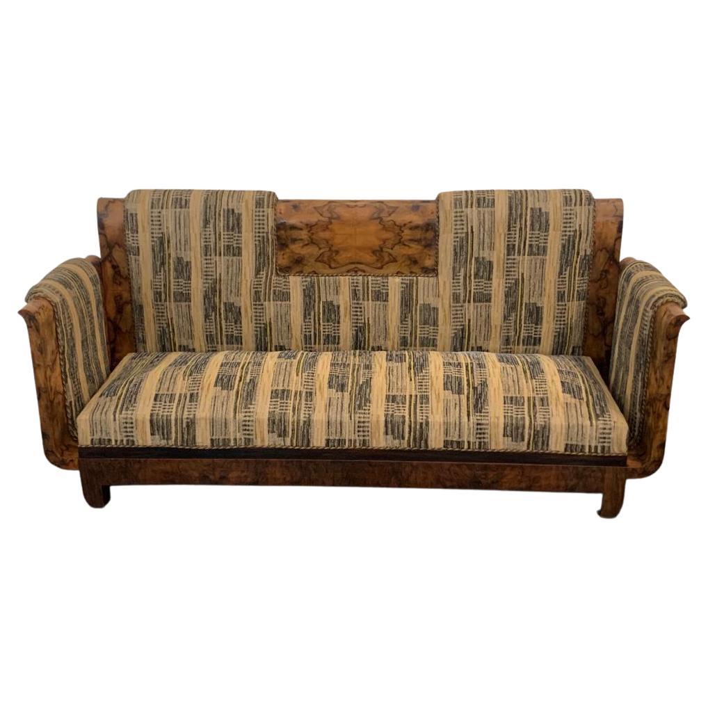 Art Deco Sofa in Flared Glass in Walnut Root in the style of Franco Albini, 1930