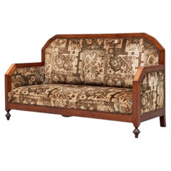 Art Deco Sofa aus Massivholz und Tapisserie 1930er Jahre