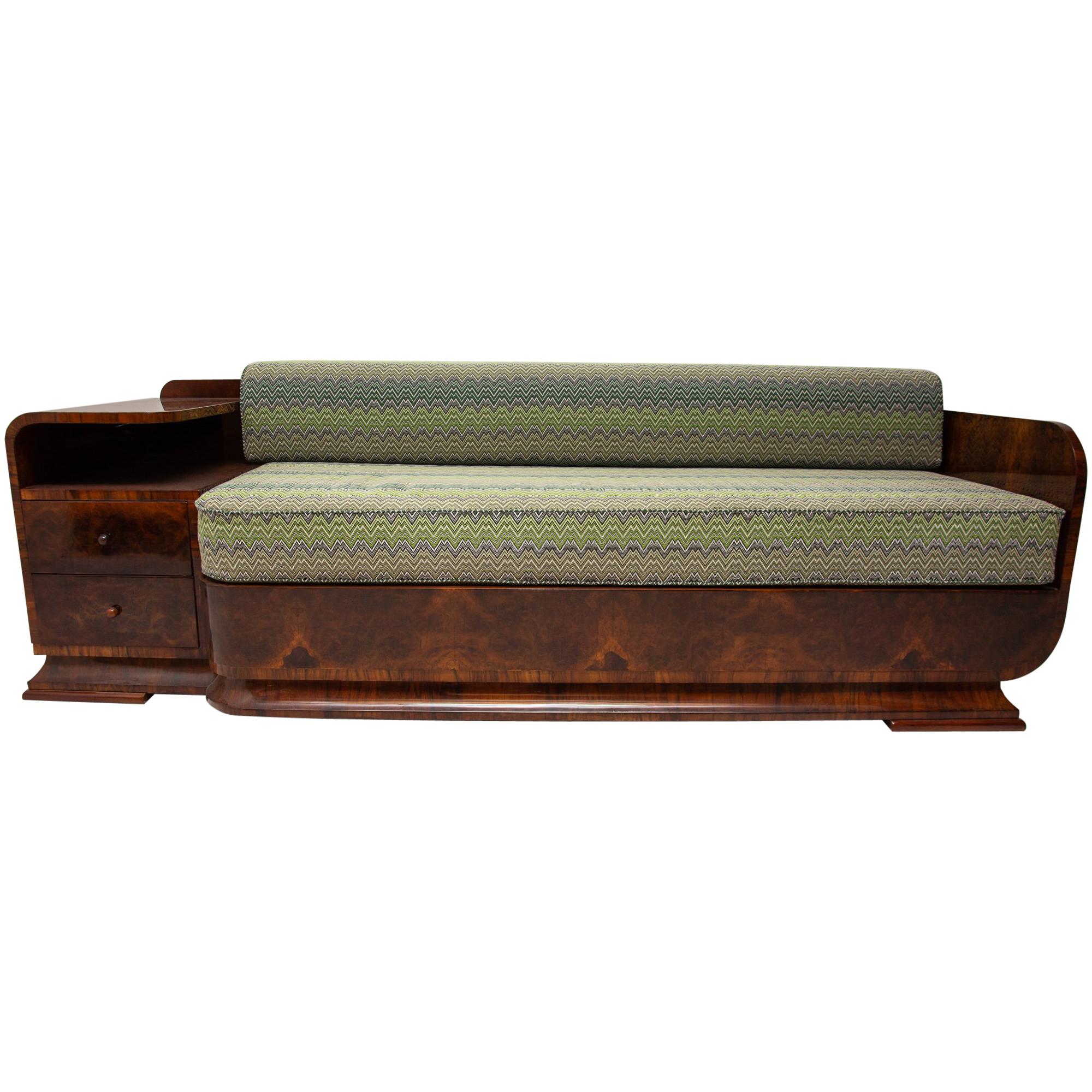 Art Deco Sofa in Walnut, 1930s, Bohemia