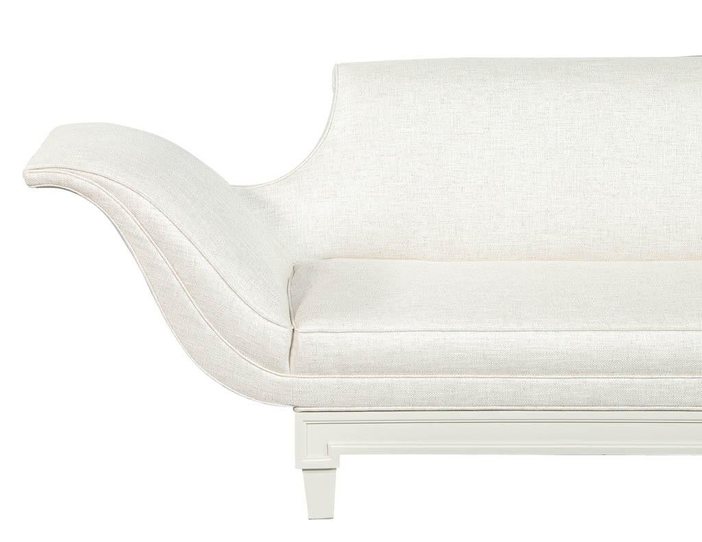Fabric Art Deco Sofa in White Lacquer