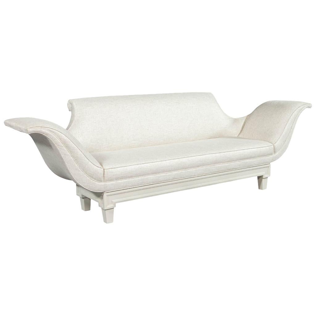 Art Deco Sofa in weißem Lack