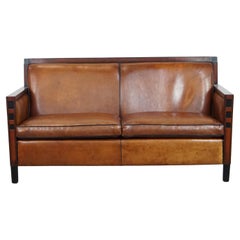 Art Deco Sofa Made of Sheepskin Leather
