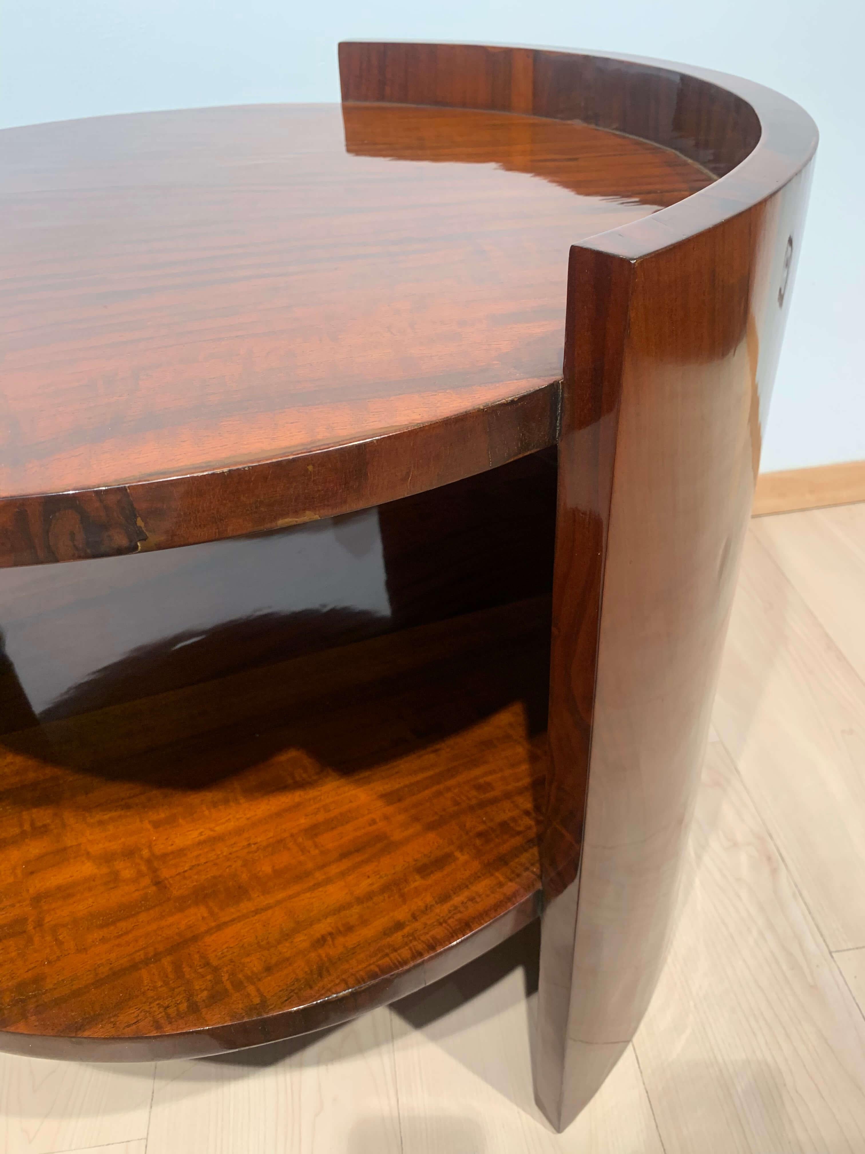 Art Deco Sofa or Side Table, Walnut Veneer, French Polish, France