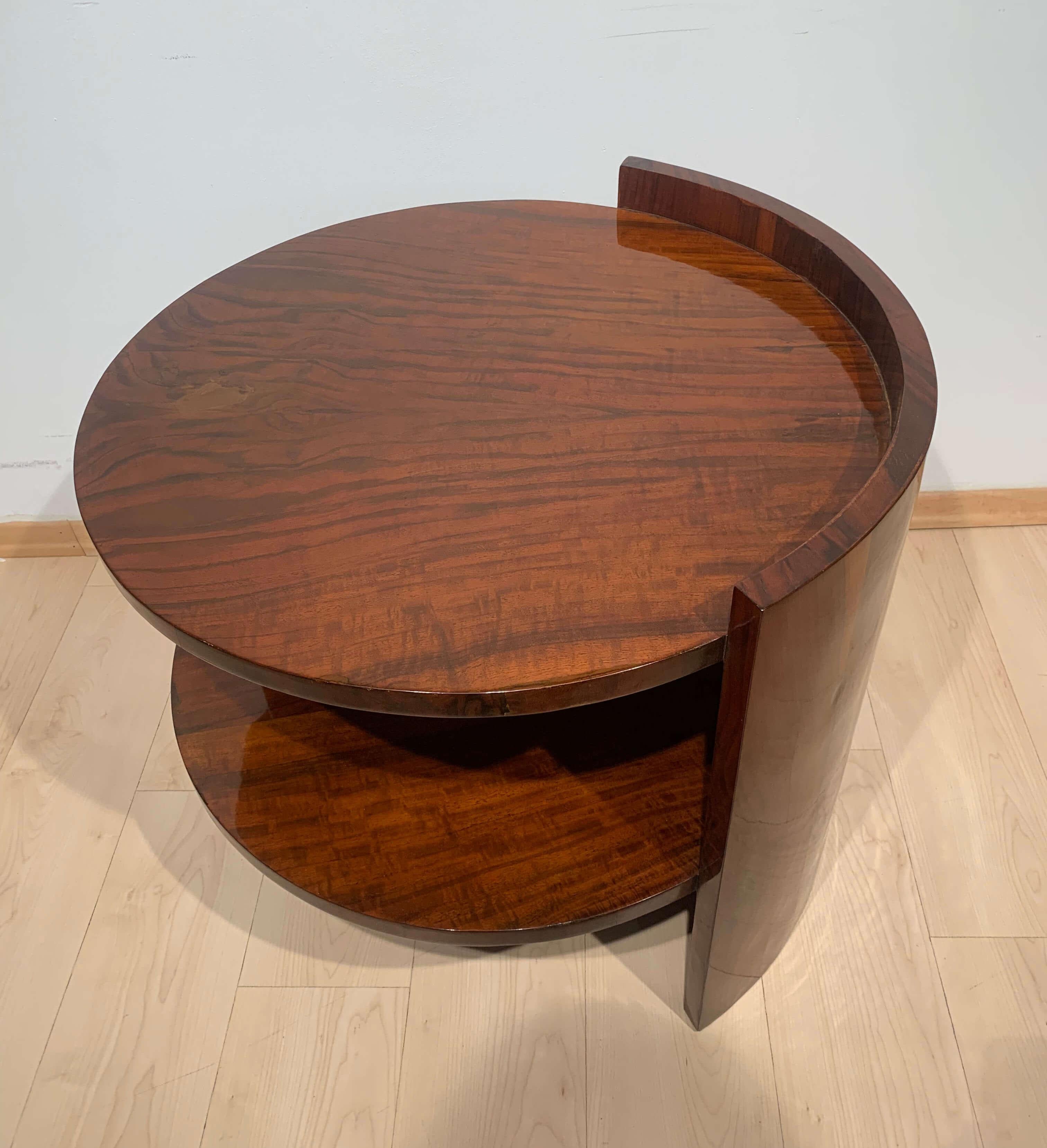 Art Deco Sofa or Side Table, Walnut Veneer, French Polish, France