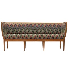 Art Deco Sofa Reupholstered in Multicolored Woven Fabric