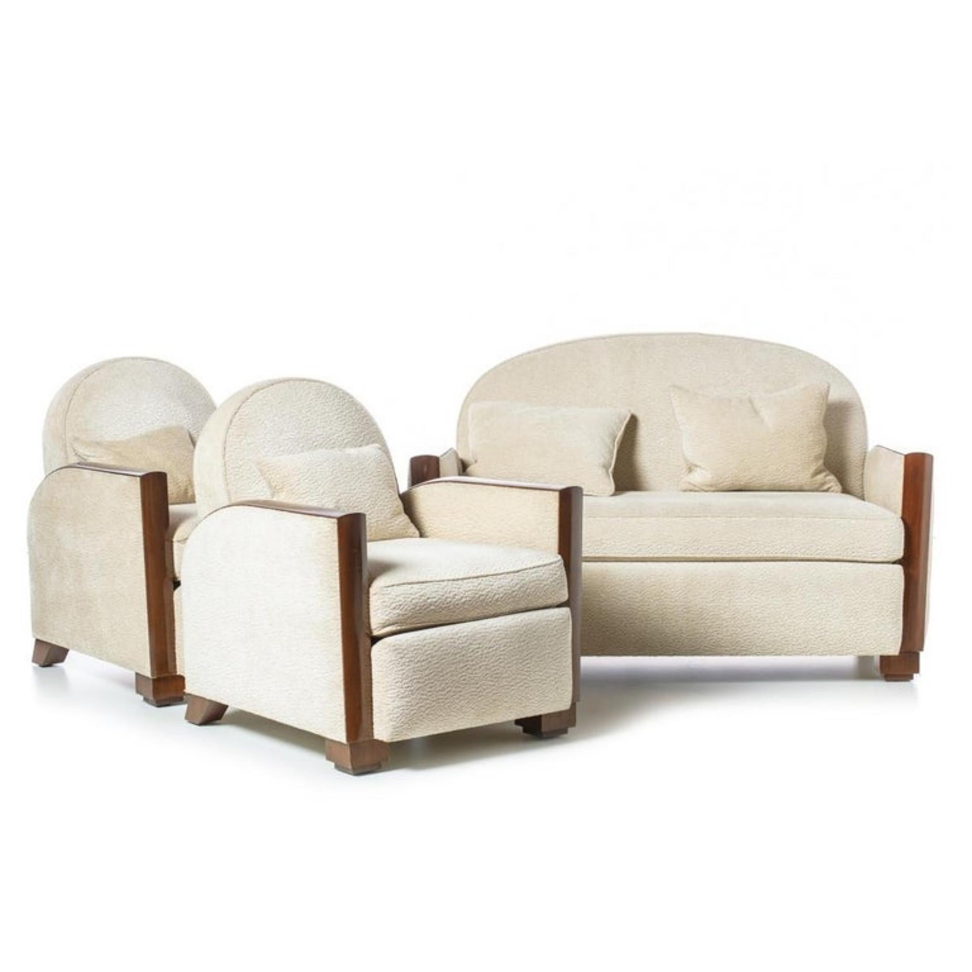 Hand-Crafted Art Deco Sofa Set, French, 20th Century For Sale
