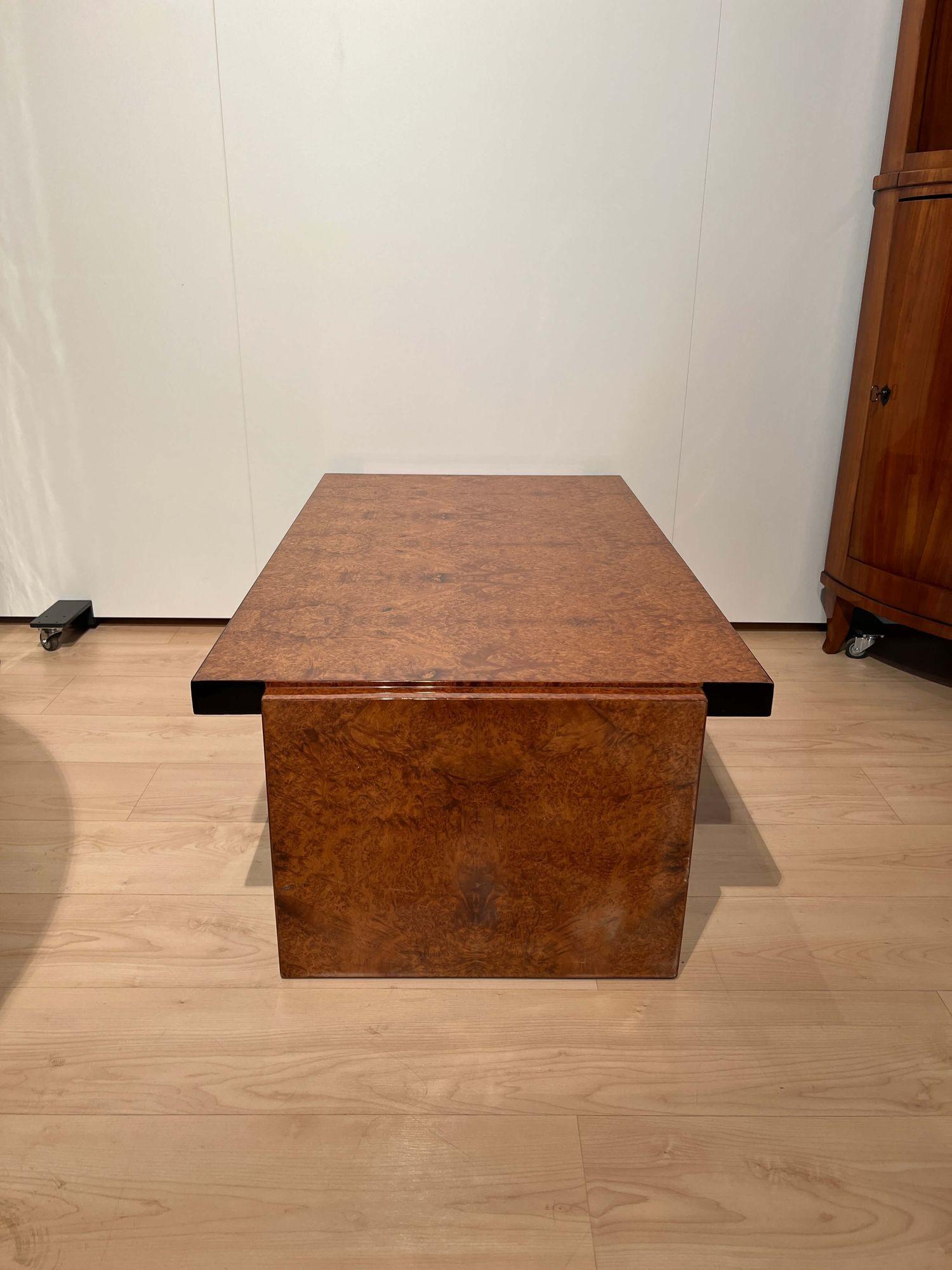 Mid-20th Century Art Deco Sofa Table, Amboyna Roots Veneer, France, Circa 1930 For Sale