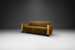 Sofá Art Decó con reposabrazos de abedul Burl, Europa ca. 1930