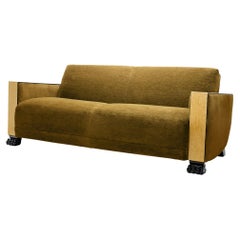Art Deco Sofa mit Armlehnen aus Maserbirke, Europa um 1930