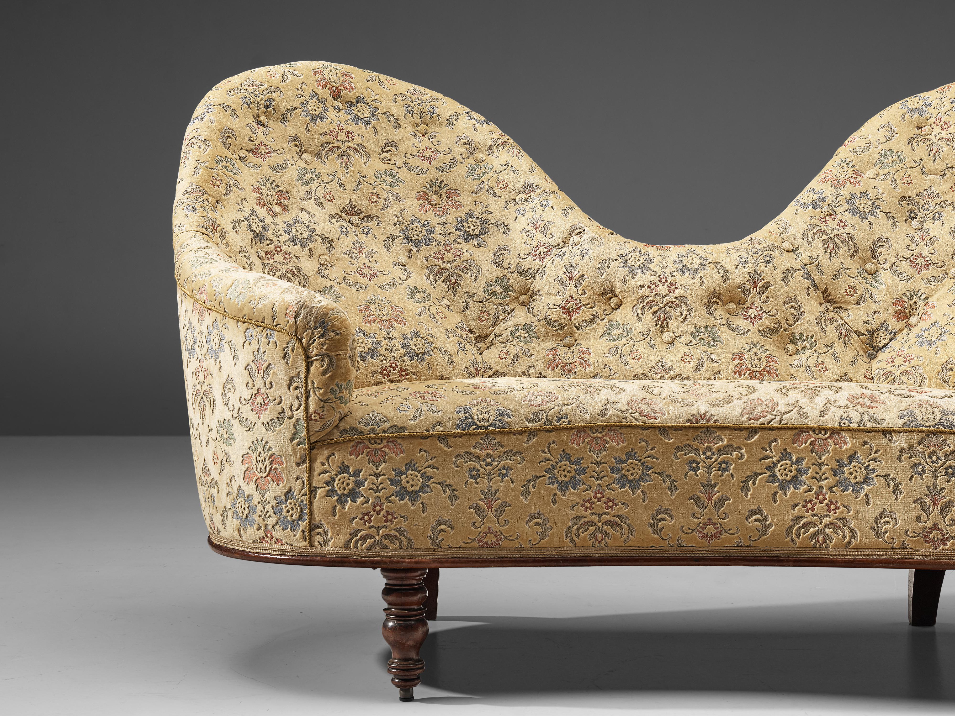 Art-Déco-Sofa mit geblümter Polsterung (Mitte des 20. Jahrhunderts) im Angebot